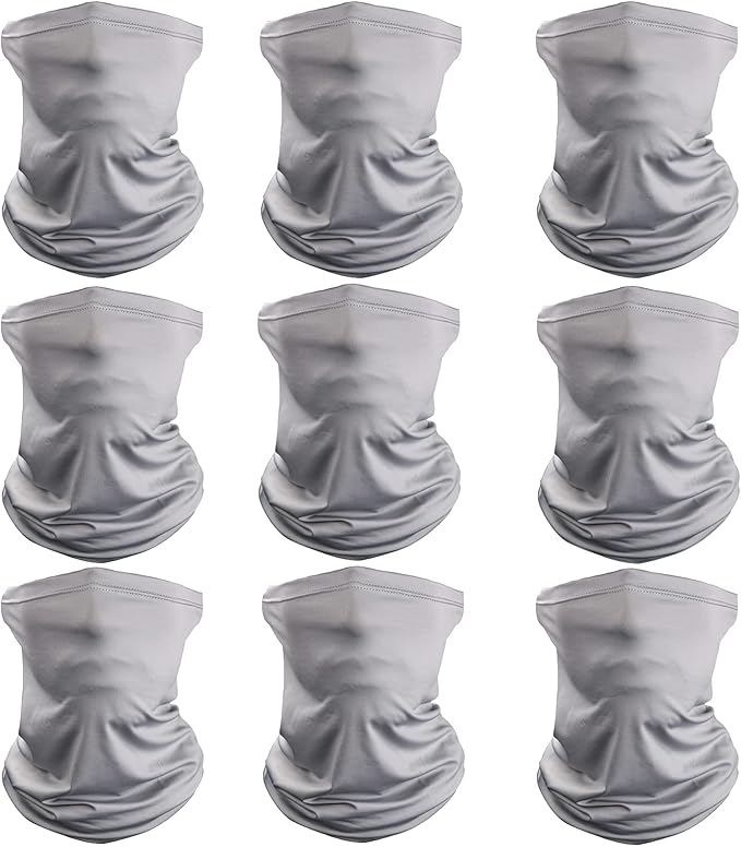 Sun Protection Face Mask Neck Gaiter - 9 Pack Breathable UV Protection Scarf for Men & Women, Hiking, Cycling, Fishing