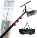 Water Fed Telescopic Brush, Photovoltaic Panel Cleaning Tool Water-Through Brush, Water Fed Brush Kit with Squeegee, Outdoor Solar Panel Cleaning System Pole 29cm-7.2m/24ft
