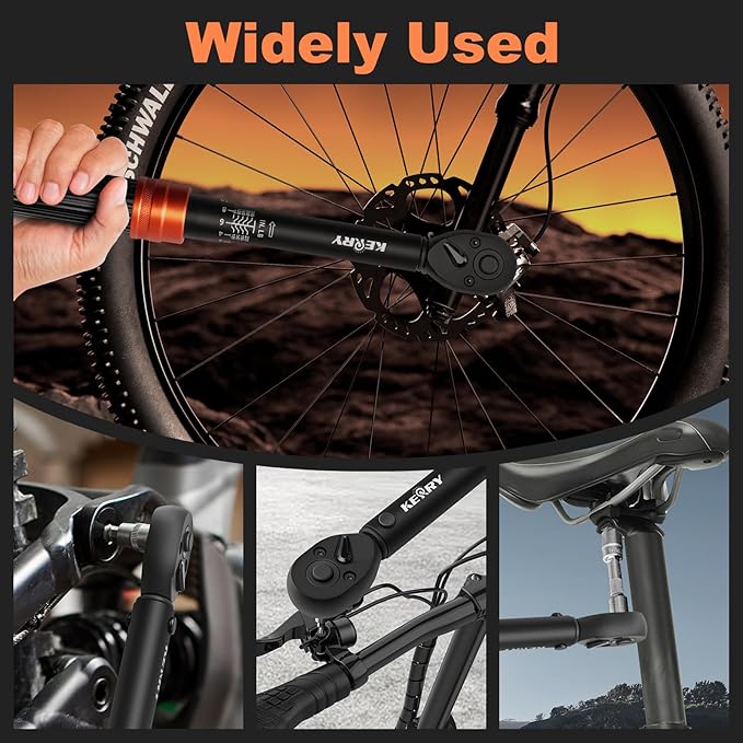 Kerry 1/4 Inch Drive Click Torque Wrench, 20-240 IN.LB/2.3-27.1 Nm, ±3% High Accuracy, Dual Range Scales, Clearly Graduated, Eeasy Read, Hardened Alumium Alloy, 72 Tooth Click Torque Wrench for Bike