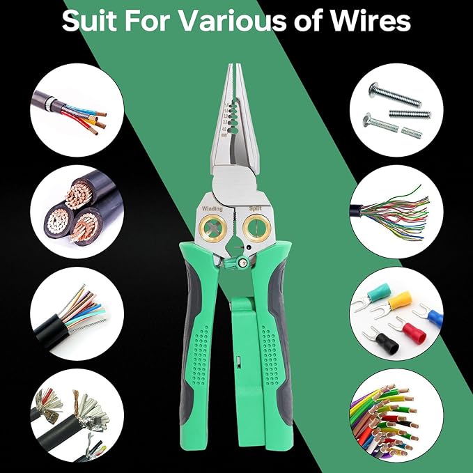 8 in 1 Wire Stripper with Voltage Tester, Wire Stripper Pliers Multi-Function Electrician Tool for Stripping Cutting Scraping Crimping Wires Car & Home Electrical Repair