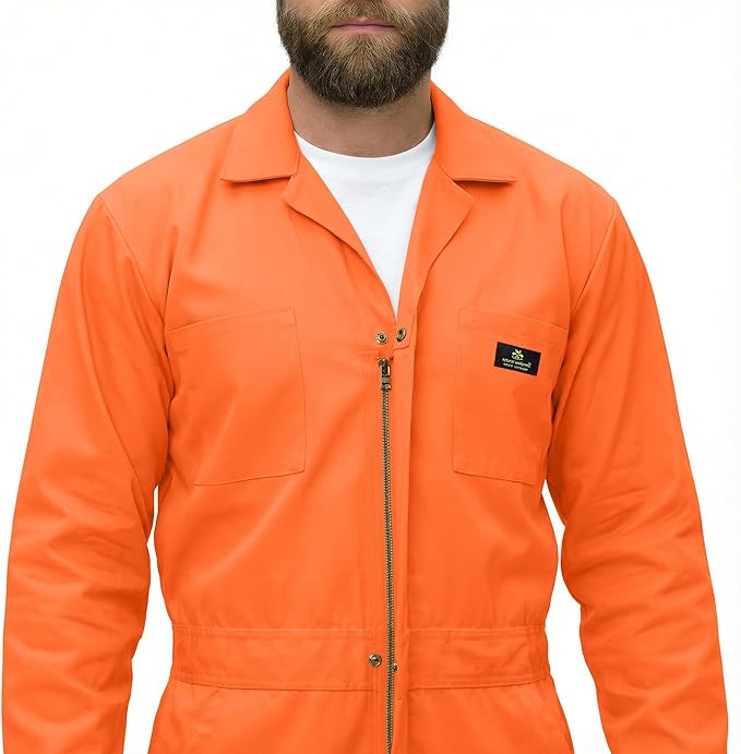Natural Uniforms Mens Long Sleeve Zip Up Twill Coverall, Stain and Wrinkle Resistant