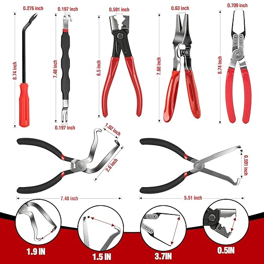 9 PCS Electrical Disconnect Pliers for Cars, Electrical Connector Removal Tool and Connector Removal Tools, Relay Puller & Hose Removal Pliers,Panel Clip Remover & Filter Caliper