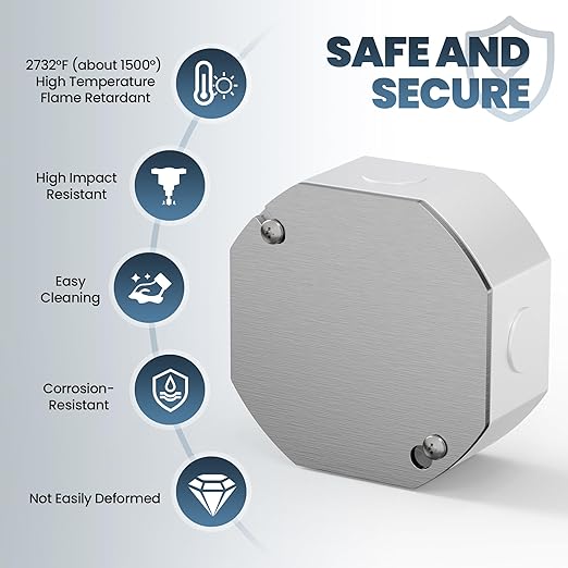 6Pcs Octagon Electrical Box Cover Plates, Junction Box Cover, Metal Electric Box Cover Plate, Galvanized Flat Blank Electric Box Covers for 4 Inch Octagonal Square Electrical Box