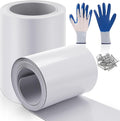 Tandefio 2 Rolls Aluminum Flashing Roll 8 Inch x 25 ft, 0.5 mm Thickness Roof Flashing Metal Flashing Aluminum Sheet Metal Roll with Cut Proof Gloves and Stainless Steel Nail for Roofing Stain