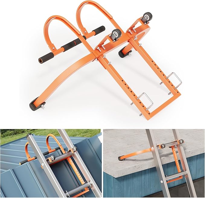 2 in 1 Ladder Stabilizer,Roof Ridge Extension Both Horizontally and Vertically, Rubber Grip T-Bar，Quick and Safe Access to Steep Roofs.
