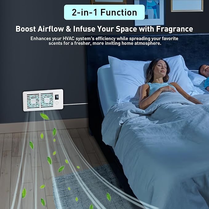 Smart Register Booster Fan, White, 4x10 Inch, Ultra Quiet Dual-Ball Bearing, 10-Speed Thermostat, HVAC Vent Airflow Enhancer for Heating and Cooling