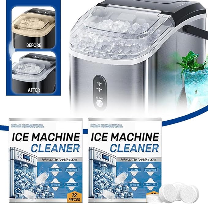 Ice Machine Cleaner Maker Descaler - 12 Clean Tablets for Frigidair e Ice Machine, Helps Remove Hard Water and Mineral Buildup for Great-Tasting Ice