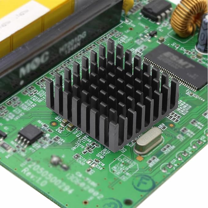 6pcs Small Aluminum Heatsink 25x25x10mm / 0.98x0.98x0.39inch Heat Sink Cooler Radiator with Thermal Conductive Double Sided Tape Cooling for ASUS ROG Ally GPU IC Chips (25mmx25mmx10mm, Black)