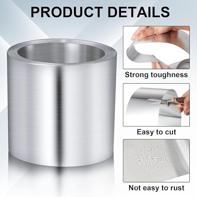 Lounsweer 4'' x 50' Aluminum Roll Flashing for Roof and Garden, Prevents Roofing Stains, Roof Strip for Moss and Mildew Prevention(2 Rolls)