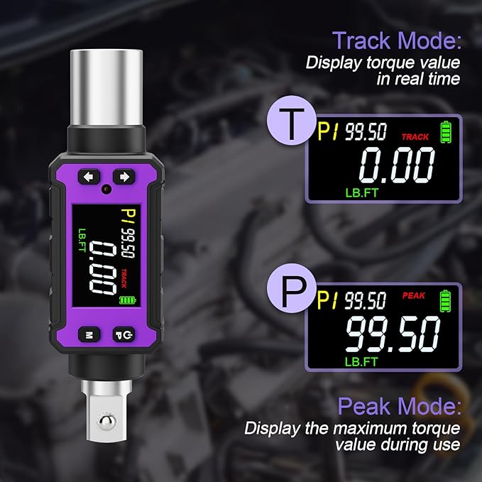 1/2" Digital Torque Adapter, 2.0-99.6 Ft.lb/2.7-135 Nm Digital Torque Wrench Converter Set, Torque Adapters with ±2% Accuracy, Buzzer & LED Flash Notification for Motorcycle Car Repair