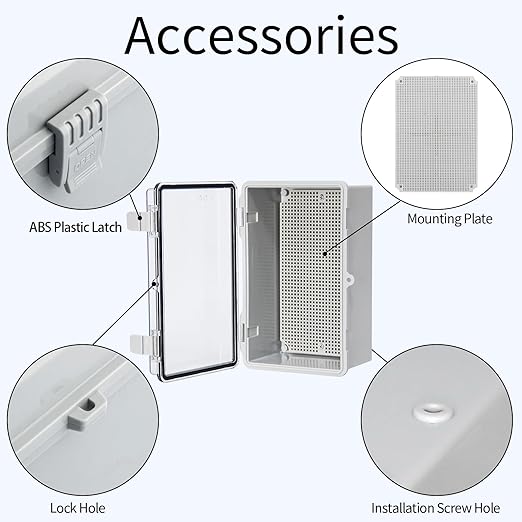 Waterproof Electrical Junction Box, Outdoor Electrical Box Waterproof ABS Plastic Project Enclosure Suitable for Marine Vessels, Garages, and Solar Panel Installations Clear 10.2"x6.2"x5.1"