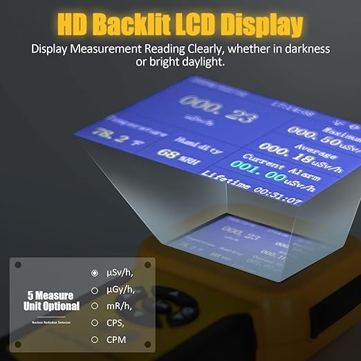 Nuclear Radiation Meter Geiger Counter, BTMETER Radioactive Detector Detect Beta Gamma X-Ray CPM Level w/Alarm, Handheld Radiation Dosimeter LCD Display BT-886A