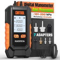 Manometer Gas Pressure Tester, Digital Manometer, -100-200Kpa, 6 Units Differential Pressure Gauge, Max/Min/Data Storage, 2-Port Tester for HVAC/Automotive Brake/Industrial/Lab Calibration (Mini)