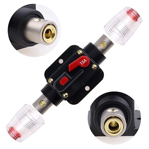 12V-24V DC 15A Fuse Holder Fuse Inverter Circuit Breaker Fuse Manual Reset for Boat Car Audio Stereo Switch and Solar Inverter System 15 Amps