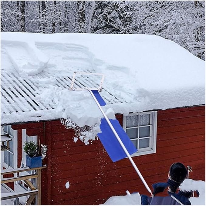 MUHM Tarp, Snow Roof Rake, 30FT Adjustable Aluminum Roof Snow Removal Tool, 420D Oxford Cloth, Sturdy Cutting Frame, Anti-Slip Handle