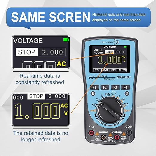 SK201B+ Intelligent Graphical Digital Oscilloscope Multimeter 2 in 1 with 2.4 Inches Color Screen 1MHz Bandwidth 2.5Msps Sampling Rate for DIY and Electronic Test