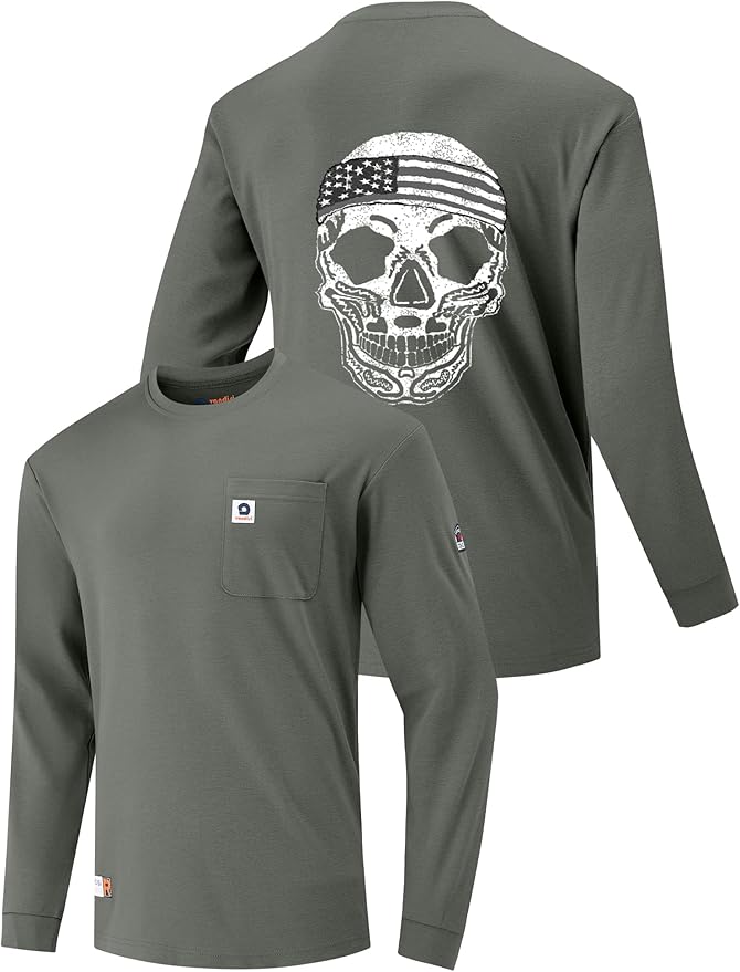 FR Shirts for Men 100% Cotton 5.5oz Lightweight NFPA2112/CAT2 Flame Resistant Shirts for Men Long Sleeve