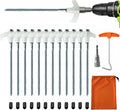 16-Pack Heavy Duty Screw-in Tent Stakes with Drill Adapter – 8 Inch Ground Anchors for Camping, Canopy, Gazebo, Awnings & Outdoor Accessories