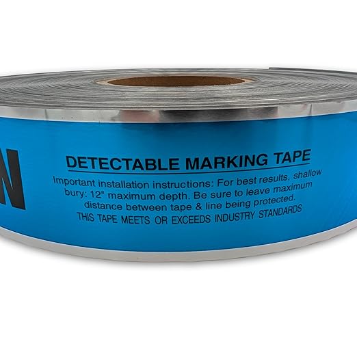 ACE Supply Underground Water Line Detectable Tape - Detectable Underground Tape - 2 Inch x 1000 Ft Length, 5 Mil - Buried Utility Marking Tape