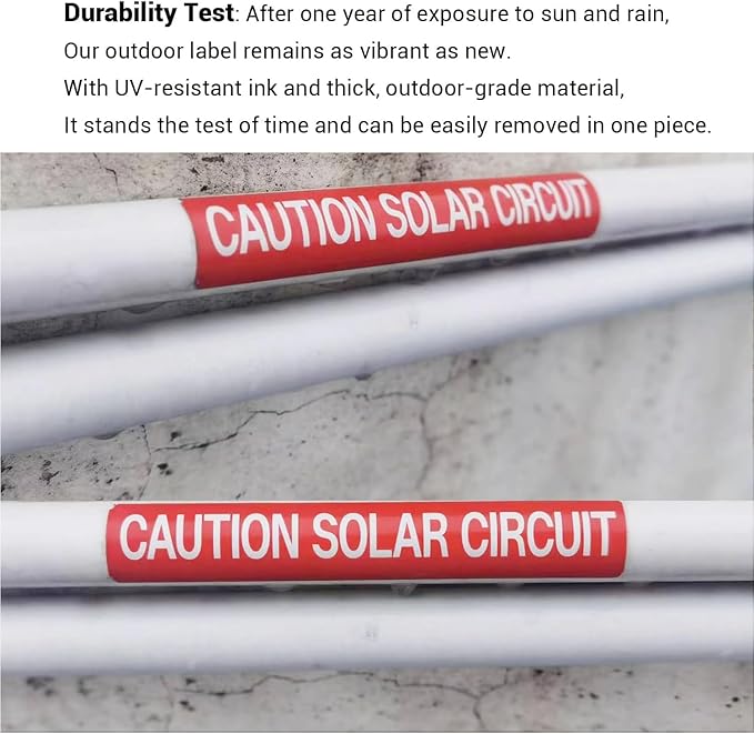 250 PCS Caution Solar Circuit Stickers - CDXHOME Photovoltaic PV Warning Labels, Waterproof UV Resistant Vinyl with Strong Adhesive, for Code-Compliant Marking