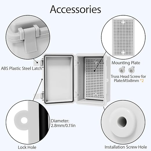Junction Box, ABS Plastic IP65 Waterproof Dustproof Universal Electrical Enclosure, Hinged Shell Outdoor and Indoor Project Box, 5.9"x 3.9"x 2.8"(150x100x70mm), 2 Pack
