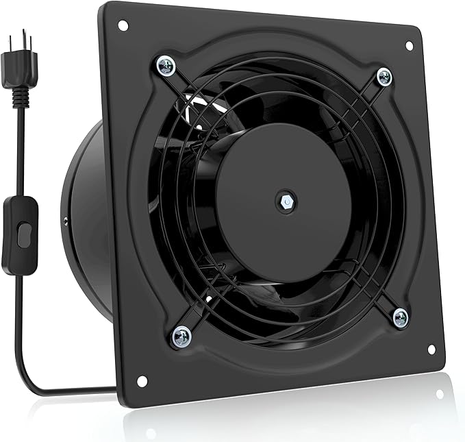 HG Power 6 Inch Exhaust Fan, 308CFM Wall Exhaust Fan for Kitchen, Metal Extractor Fan for Attic, Garage, Window Ventilation, HVAC System