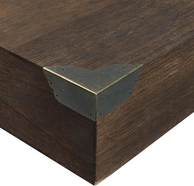 Mcredy 12 Pcs Table Corner Protectors Retro Bronze Metal Corner Guards Covers Decorative with Nails for Furniture Edge Protectors, 2.8"x2.8"x1.2"(LxWxH), Side Length 2.8"