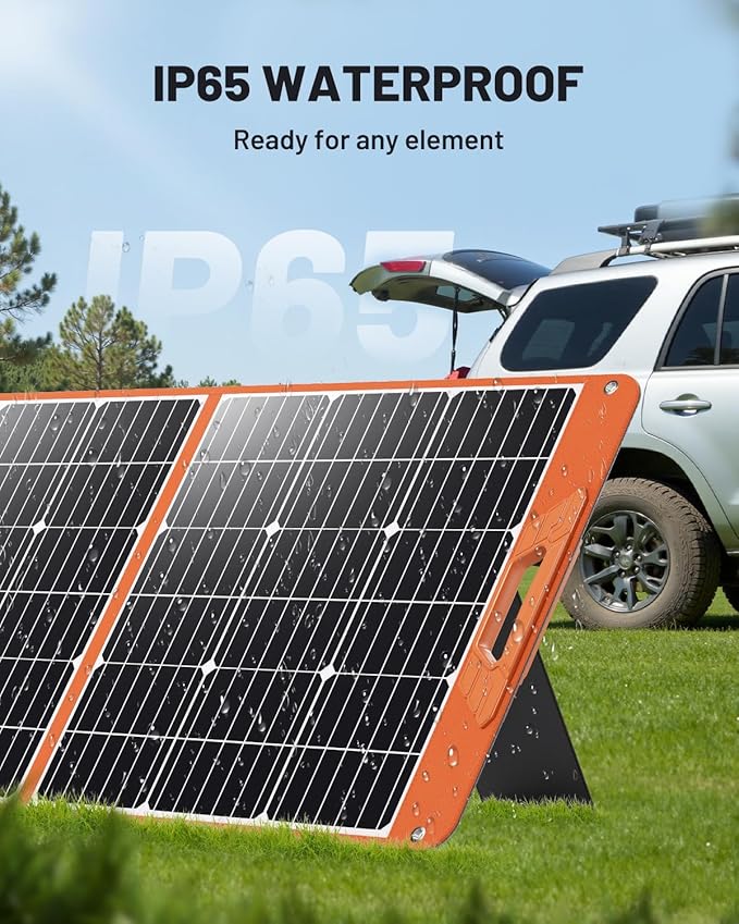 100W Portable Solar Panel for Power Station, 19.8V Foldable Solar Charger with DC/XT60/Anderson Cable & QC3.0 USB Outputs, 23% High Efficiency IP65 Waterproof 2 Kickstands for Outdoor Camping RV Trip