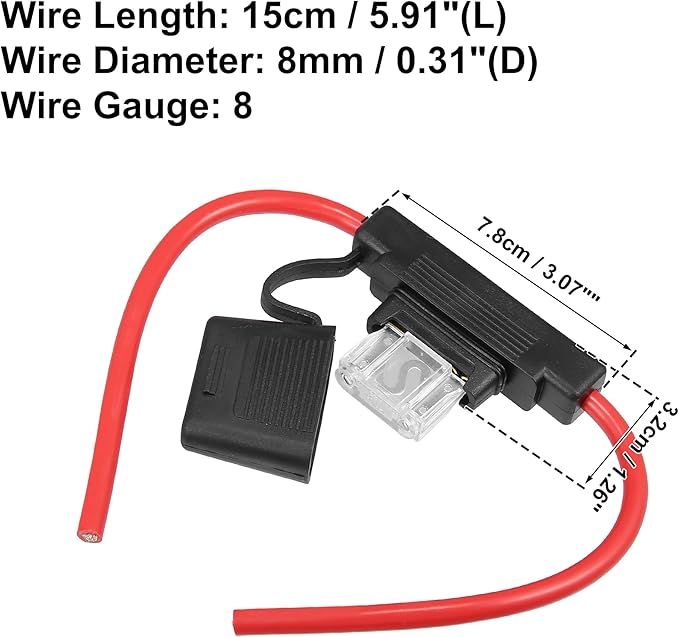 uxcell DC 12V 8 Gauge Car in Line ATC Blade Style Inline Fuse Holder with 80A Large Fuse