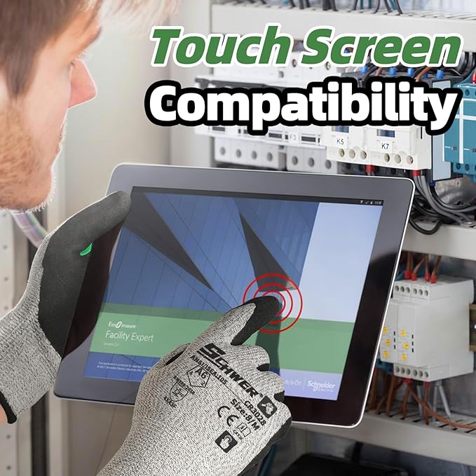 Schwer 6 Pairs Cut Resistant Work Gloves ANSI A6 Cut Proof Glove CR3028, with Reinforced Thumb, Touchscreen Working Gloves for Men and Women Used for Woodworking, Glass Cutting, Construction, M