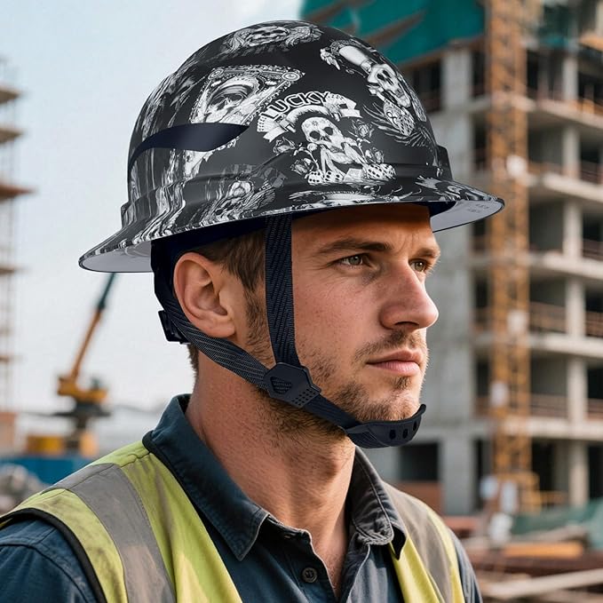 Full Brim Hard Hats ANSI/ISEA Z89.1 Type I Class E Certified 6-Point Suspension Lightweight Adjustable Safety Helmet for Construction Industrial