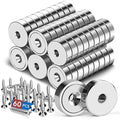 LOVIMAG 20lbs Strong Rare Earth Magnets, 60Pcs Neodymium Cup Magnets, Waterproof Pot Magnet with Countersunk and Screw Ideal for Tool Room,Science,Craft,Office - 0.63x0.19inch
