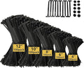 Zip Ties, Cable Ties, 4"+6"+8"+10"+12" 510Pcs Black High-Grade Self-Locking Nylon Zip Ties, Tensile Strength 18-48Lb For Home Office, Garden, Workshop Fences