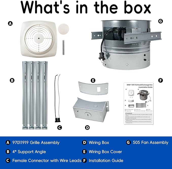 REEPLAR 8-Inch Ceiling Mount Exhaust Fan, 200 CFM Powerful Ventilation, Replacement for 505 Vertical Discharge Exhaust Fan, Fits 8" Roof Duct System, Ideal for Kitchen, Bathroom and Laundry Room