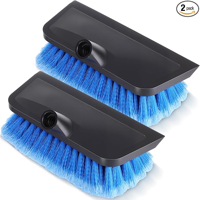 2 Pcs 10 Inch Solar Panel Soft Brush Cleaner Head, Bristles Scrub Brush with Rubber Protective Pads Prevent Scratches, for Solar Panels, Cars, RV, Trucks, Boats, Facades of Houses(Blue)