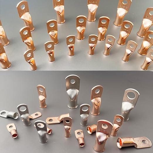 10pcs 4/0 AWG 3/8" Stud Copper Ring Terminals Battery Cable Ends Wire Lugs 4/0 Gauge Battery Cable Lugs Heavy Duty Cable Lugs Bare Copper Eyelets Tubular Ring Terminal Connectors