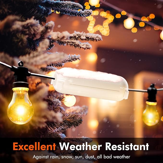 2 Pack of RESTMO Compact Outdoor Extension Cord Cover, IP44 Waterproof Box and Safety Housing Case, Ideal to Protect Outdoor Plugs, Electrical Connections, Holiday Decoration Lights, Size Small, White
