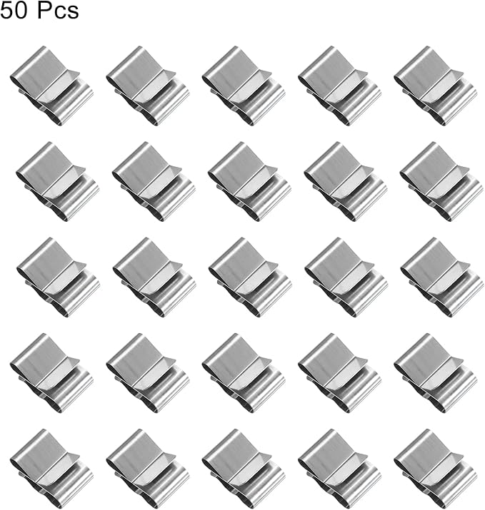 HARFINGTON 50pcs Trailer Frame Wire Clips 18.8mm Length Solar Panel Wire Clip Stainless Steel Trailer Wiring Clips Double Wire Cable Clamps for Boat Trailer Fishing Boat Cable Organization