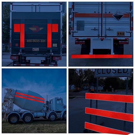 Reflective Tape, Waterproof Self Adhesive Dot Reflective Tape Outdoor Safety Caution Reflector for Trailers, Bikes, Cars（Red, 6 Inch x 32.8 Feet）