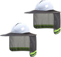 Hard Hat Sun Shade, High Visibility Sun Visor Neck Shade with Reflective Strip, Full Brim, Man & Woman (Hard Hat Not Included), Grey, 2 Pack