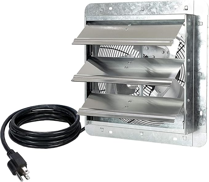 iLiving 12-Inch Wall Mounted Exhaust Fan with Variable Speed, 960 CFM, 1400 SQF Coverage Area, Silver