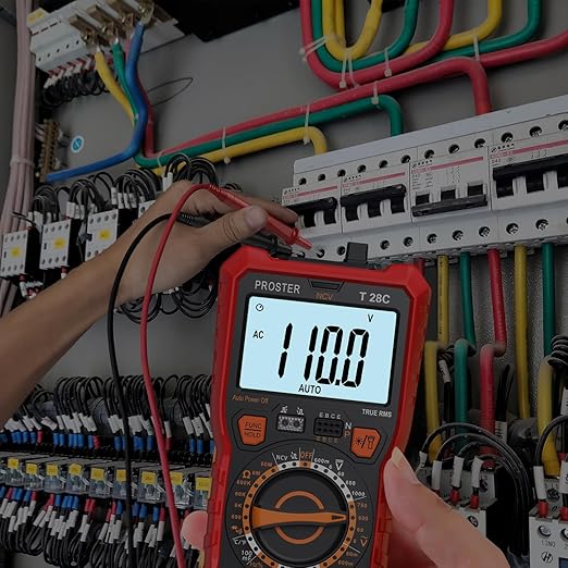 Proster Digital Multimeter 6000 Count - TRMS Ohm Meter Multimeter, Voltimetro Digital, NCV DC AC Voltage Current Temperature Capacitance Resistance Diode Continuity HFE Tester