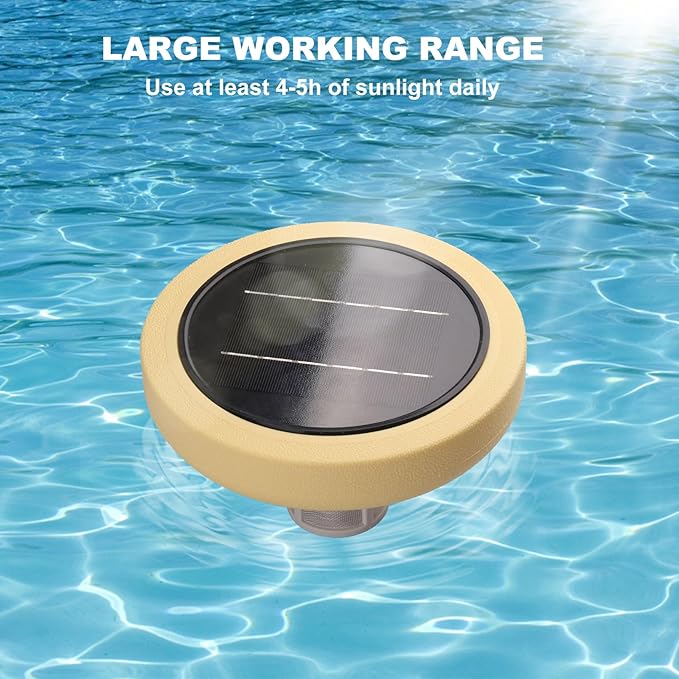 Solar Pool Ionizer for Above Ground, Floating Copper Pool Cleaner, Up to 40,000 Gallons, Swimming Pools Water Cleaner for in-ground Pools and spas (Yellow)