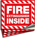 iSYFIX Fire Extinguisher Inside Signs Stickers – 4 Pack 7x6 Inch – Self-Adhesive Vinyl Decals, Laminated for UV, Weather, Scratch, Fade Resistance, for Cars, Trailers, Rv's, Trucks and Vehicles