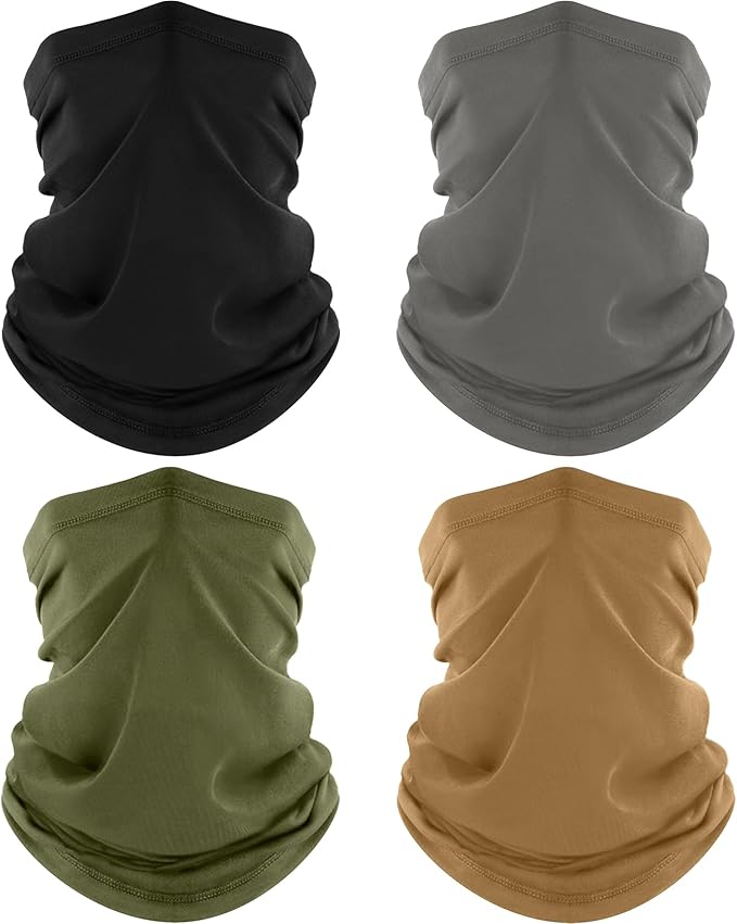 4 Pack Neck Gaiter, Cooling Breathable Face Mask UV Protection Scarf Hiking Bandana for Men/Women