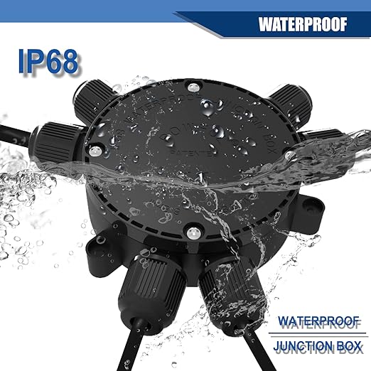 Junction Box Cable Connector Waterproof Cable Connector Junction Box Waterproof Electrical Connector Box 2-6 Way 22-10 AWG 32A for Ø4-9mm Cable (Easy to Install)