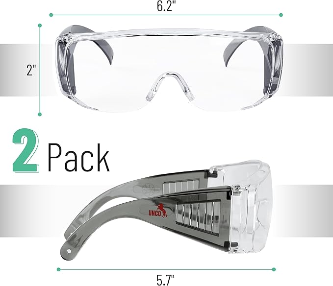 UNCO- Safety Goggles Over Glasses, Protective Goggles, Anti Fog, Work, Safety Glasses Over