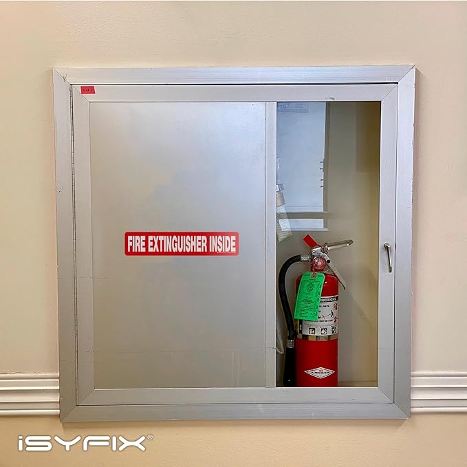 iSYFIX Fire Extinguisher Inside Sticker Sign – 5 Pack 12x2.5 Inch – Self-Adhesive Reflective Vinyl Decals, Laminated UV, Weather, Scratch, Fade Resistance, for Cars, Trucks, Trailers & Vehicles
