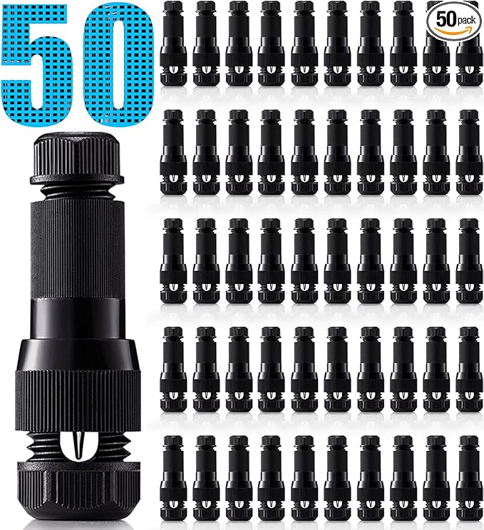 SUNVIE Low Voltage Landscape Lighting Cable Connectors 12-14 Gauge Wire Connectors for Landscape Lights Outdoor Spotlight Path Lights Work with Malibu Paradise and Other Low Voltage Lighting (50 Pack)