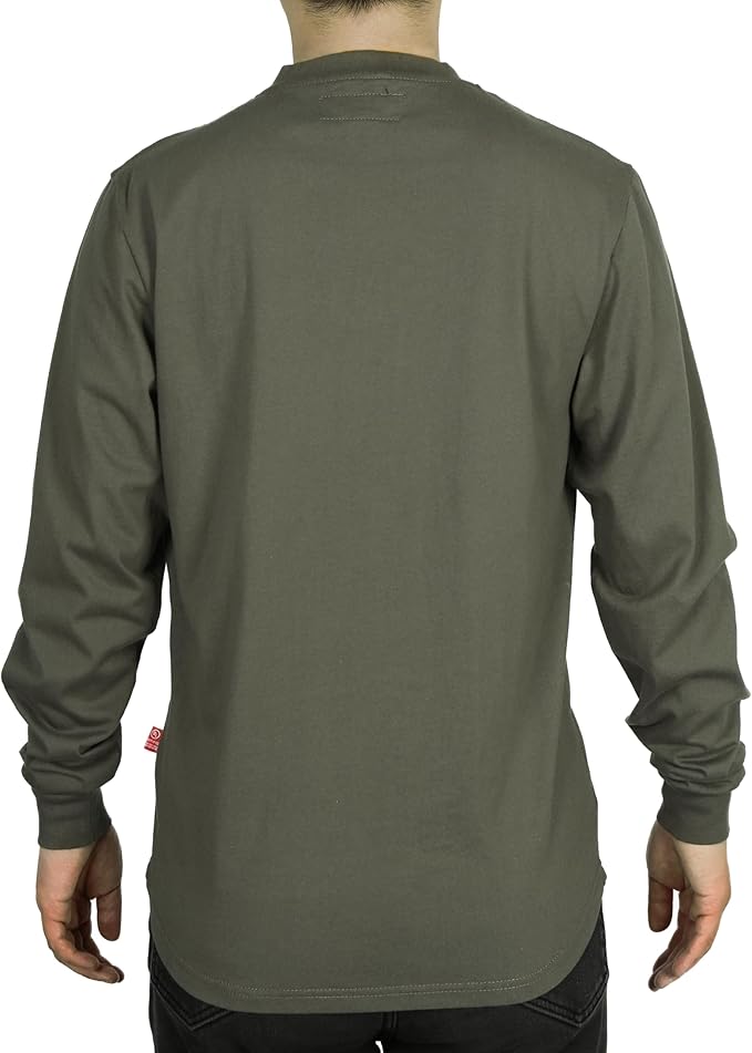 BOCOMAL FR Shirts 6oz Lightweight Flame Resistant Long Sleeve Henley Shirt Fire Retardant Workwear NFPA2112 CAT2